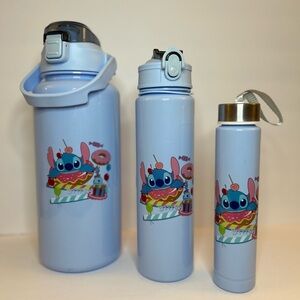 Stitch Light Blue plastic Water Bottle Trio